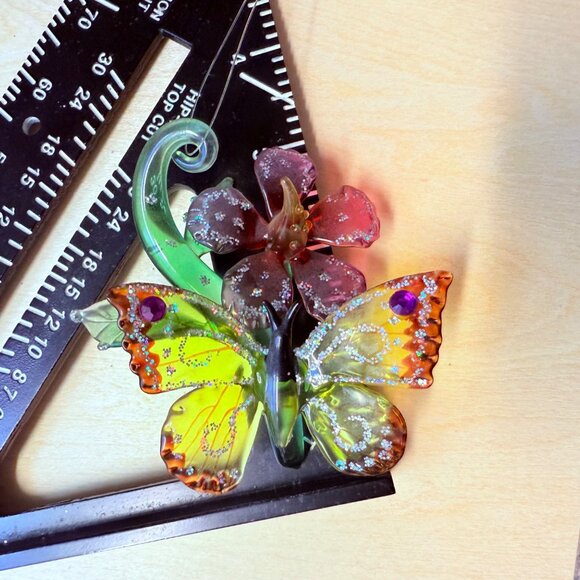 Ashton Drake Butterfly Glass Ornament VTG Collectible Hibiscus Haven Sun Catcher - Picture 8 of 14